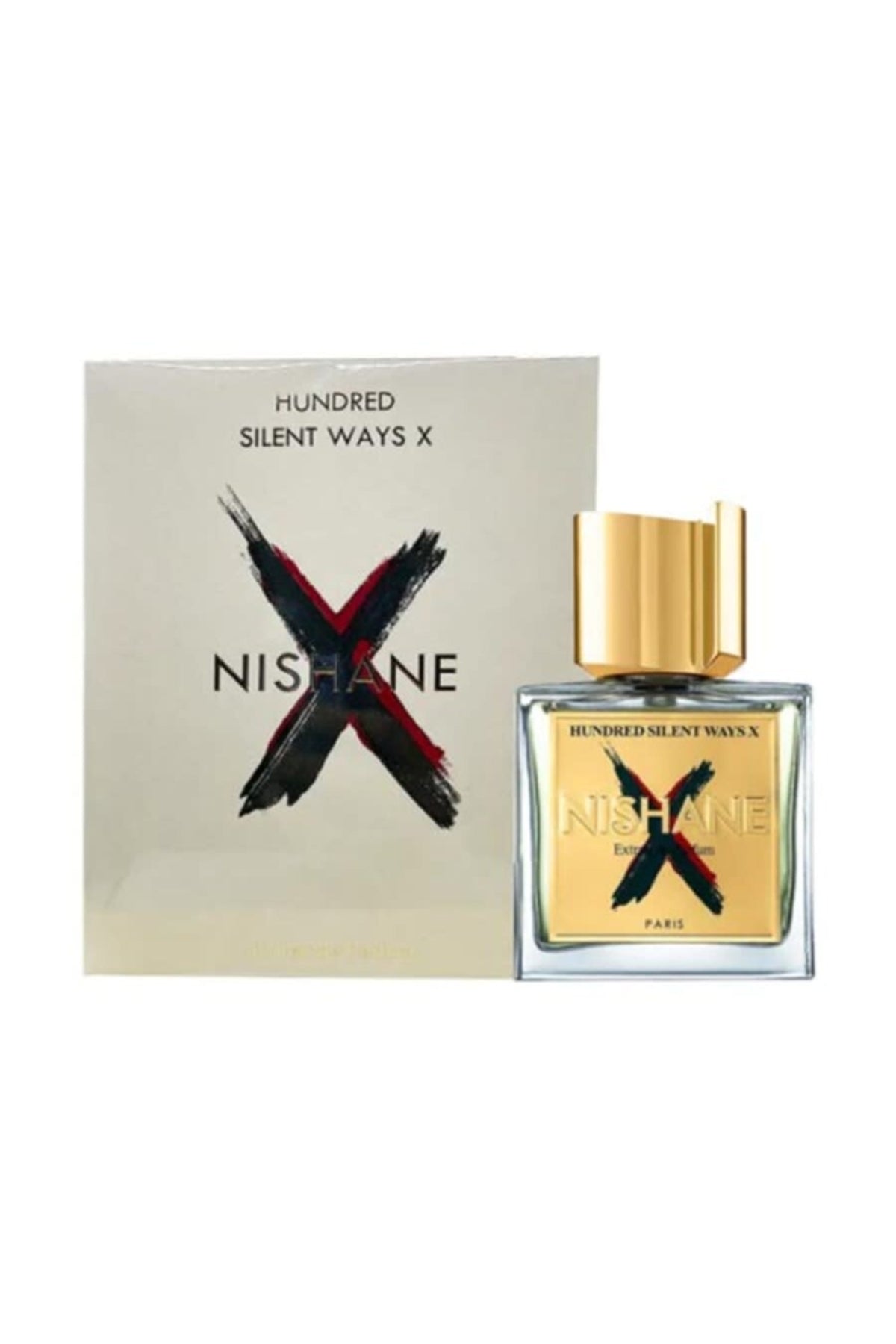 Nishane X perfume bottle and packaging on a white background