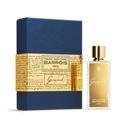 Perfume bottle and packaging of Marc-Antoine Barrois with gold and blue design