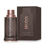 Hugo Boss The Scent perfume bottle and packaging on a white background