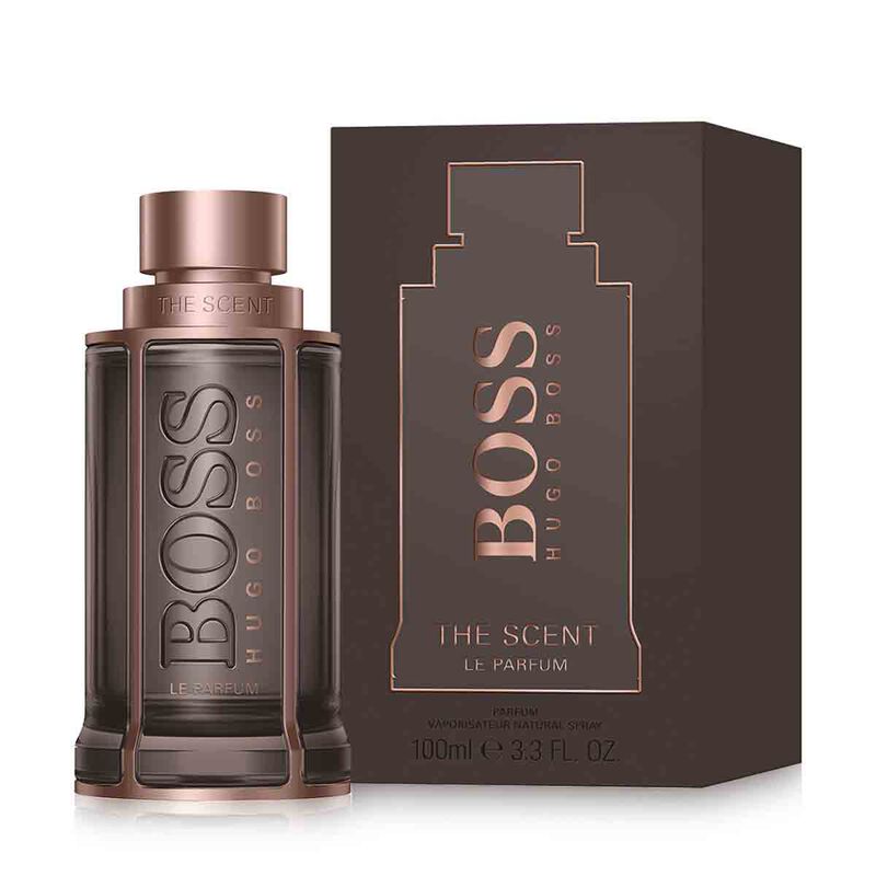 Hugo Boss The Scent perfume bottle and packaging on a white background