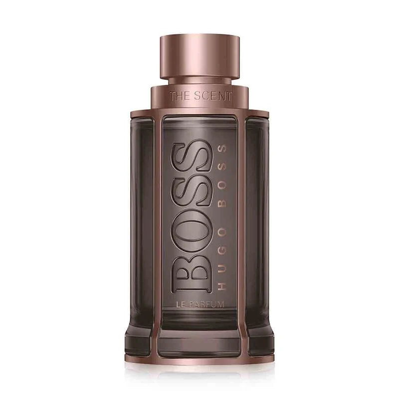 Hugo Boss perfume bottle on a white background