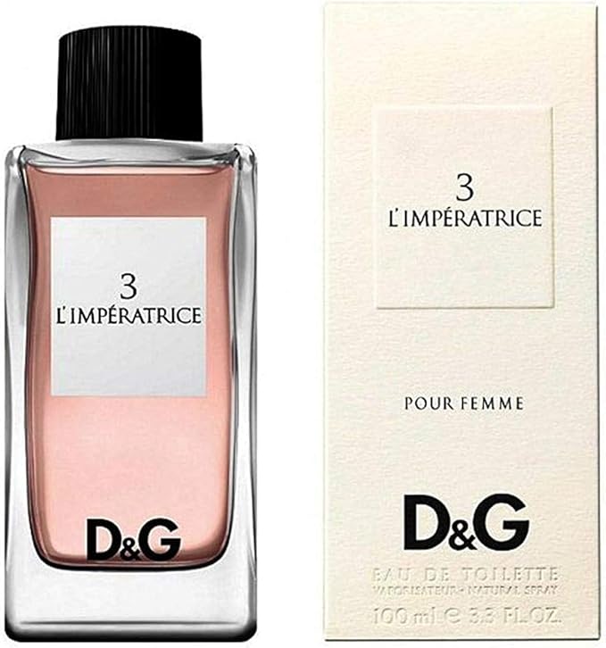 Dolce & Gabbana perfume bottle and packaging for '3 L'Impératrice' on a white background