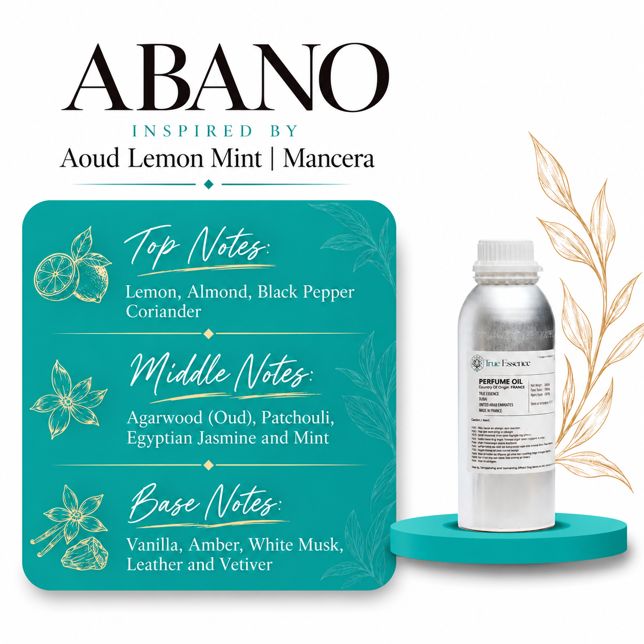 ABANO Inspired By Aoud Lemon Mint | Mancera | Top Quality
