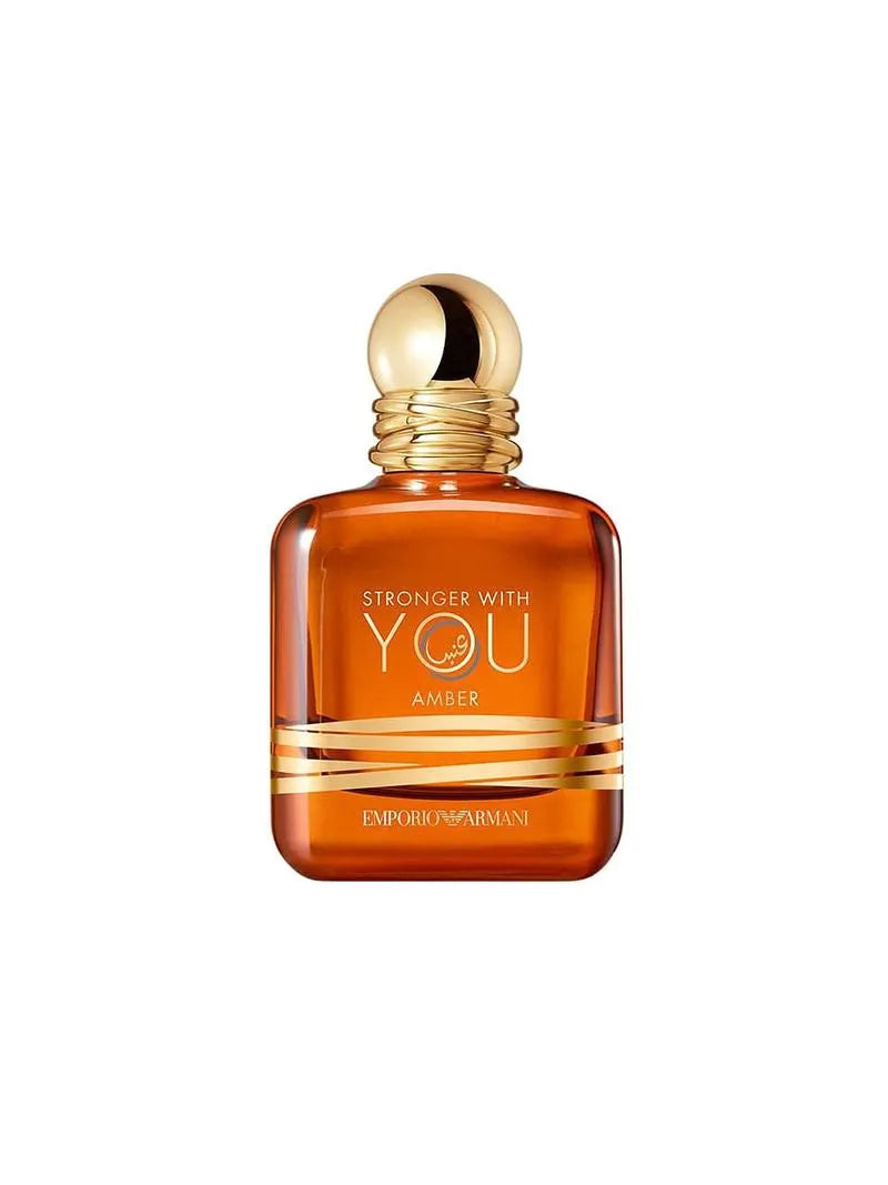 Orange perfume bottle with gold cap on a white background