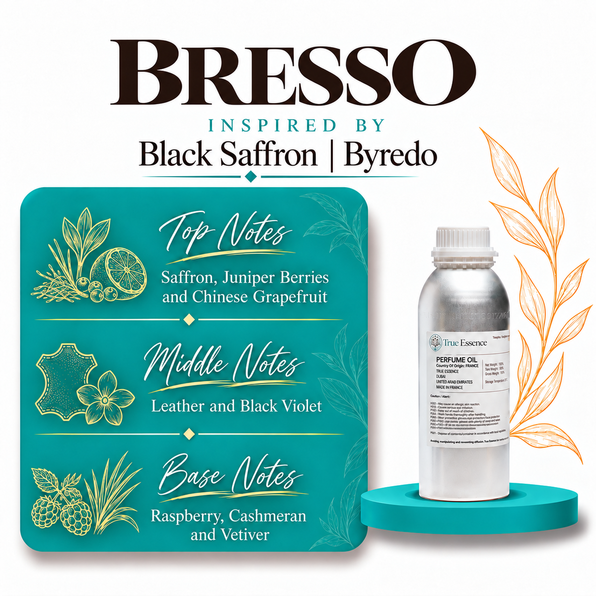 BRESSO Inspired By Black Saffron | Byredo | Medium Quality