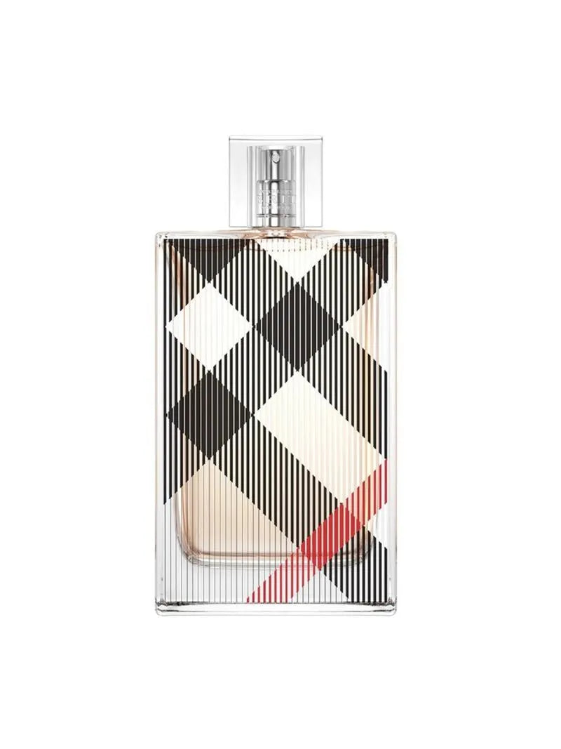 Perfume bottle with checkered design on a white background