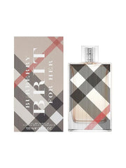 Burberry perfume bottle and packaging with checkered design on a white background