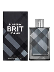 Burberry Brit for Him perfume bottle and packaging on a white background