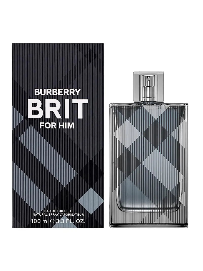 Burberry Brit for Him perfume bottle and packaging on a white background