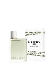 Burberry perfume bottle and packaging on a white background