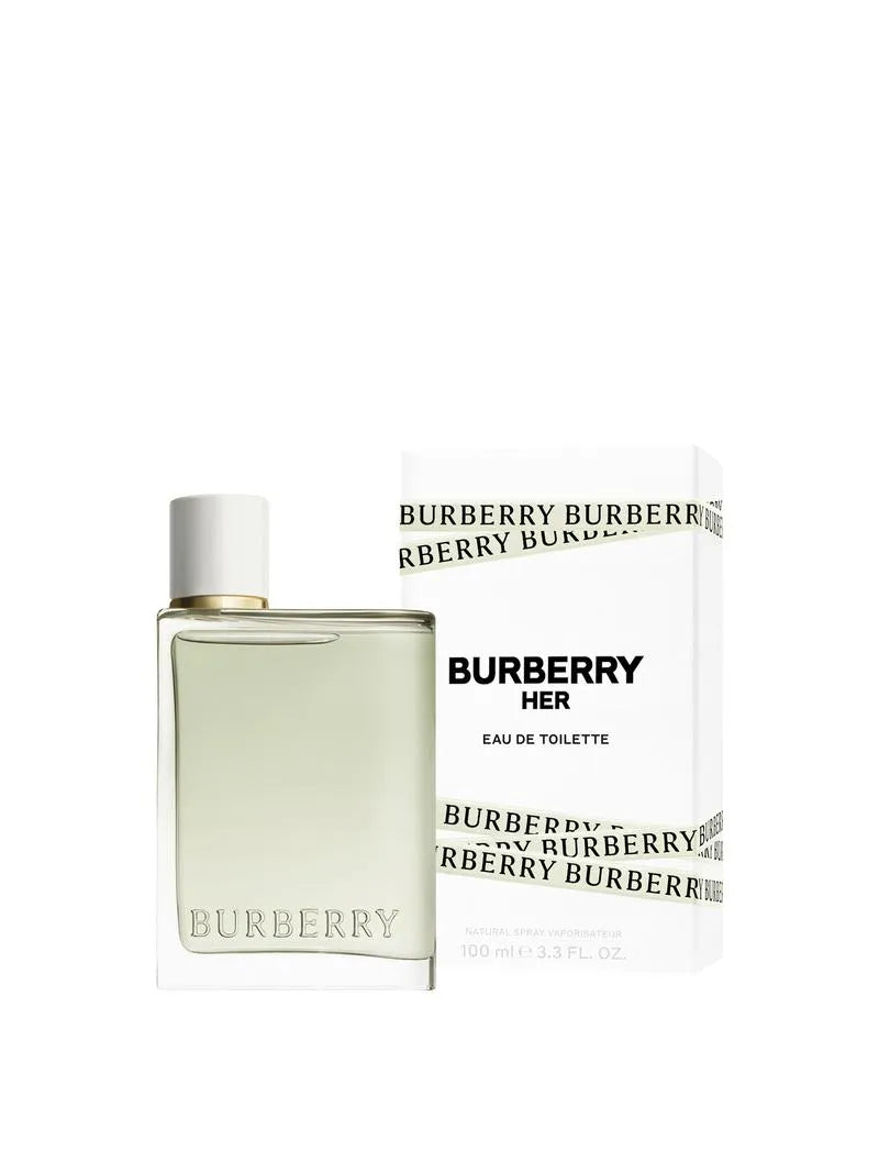 Burberry perfume bottle and packaging on a white background