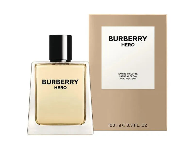 Burberry Hero perfume bottle and packaging on a white background