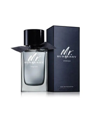 Mr. Burberry Indigo perfume bottle and packaging on a white background