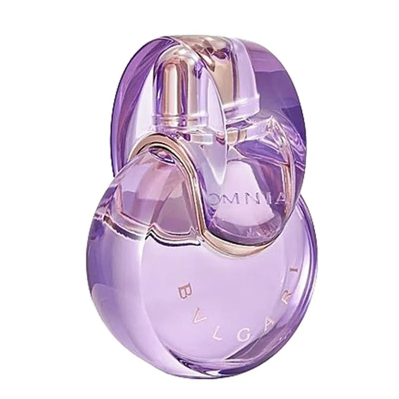 Bulgari Omnia purple perfume bottle on a white background