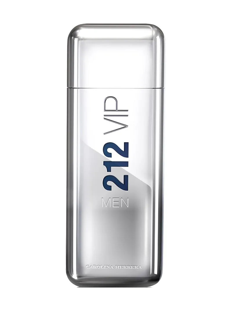 Perfume bottle labeled '212 VIP Men' by Carolina Herrera on a white background