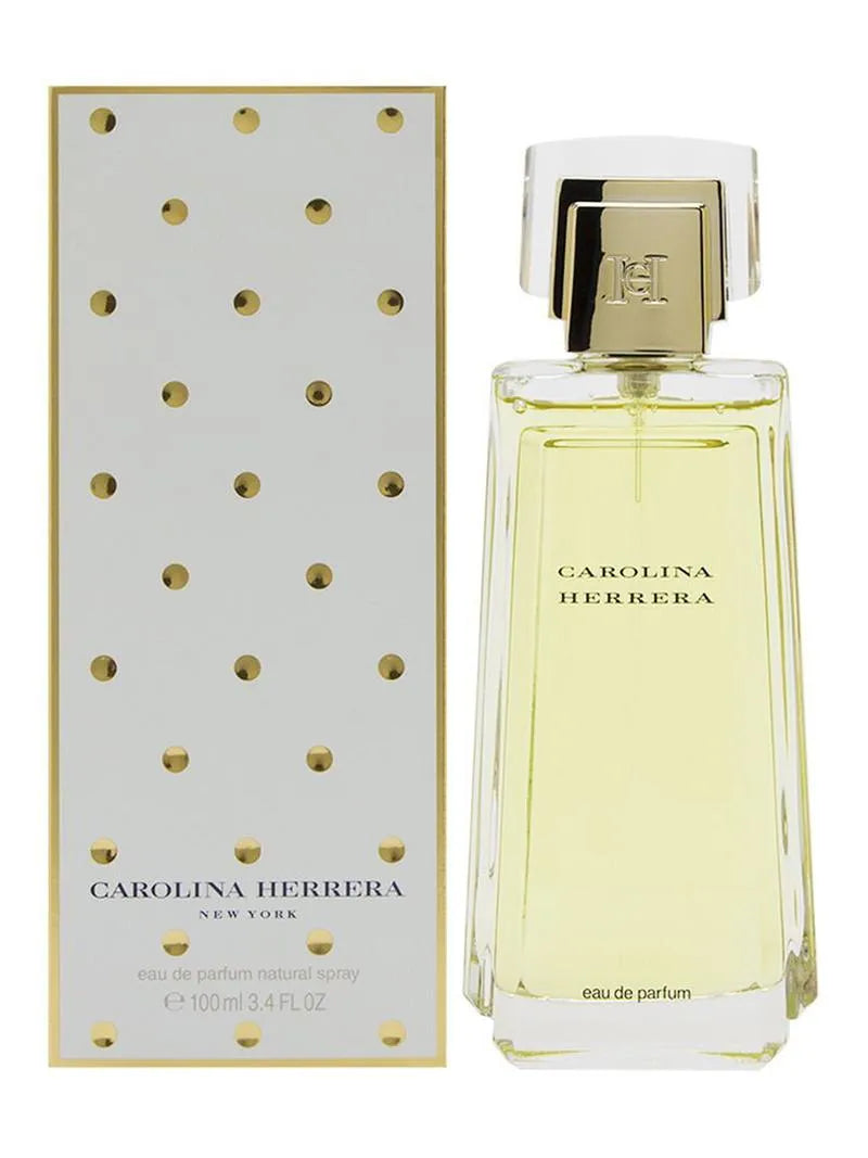 Carolina Herrera eau de parfum bottle and packaging on a white background