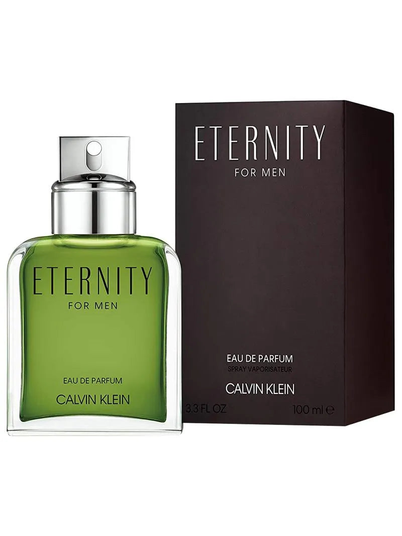Calvin Klein Eternity for men eau de parfum bottle and packaging on a white background