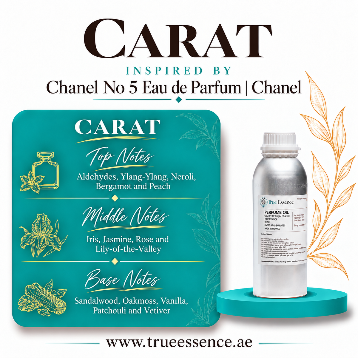 CARAT Inspired By No 5  | Chanel | Medium  Quality