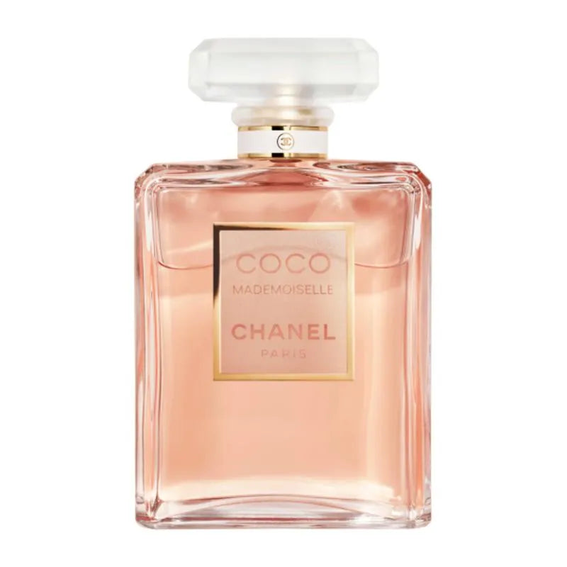 Chanel Coco Mademoiselle perfume bottle on a white background