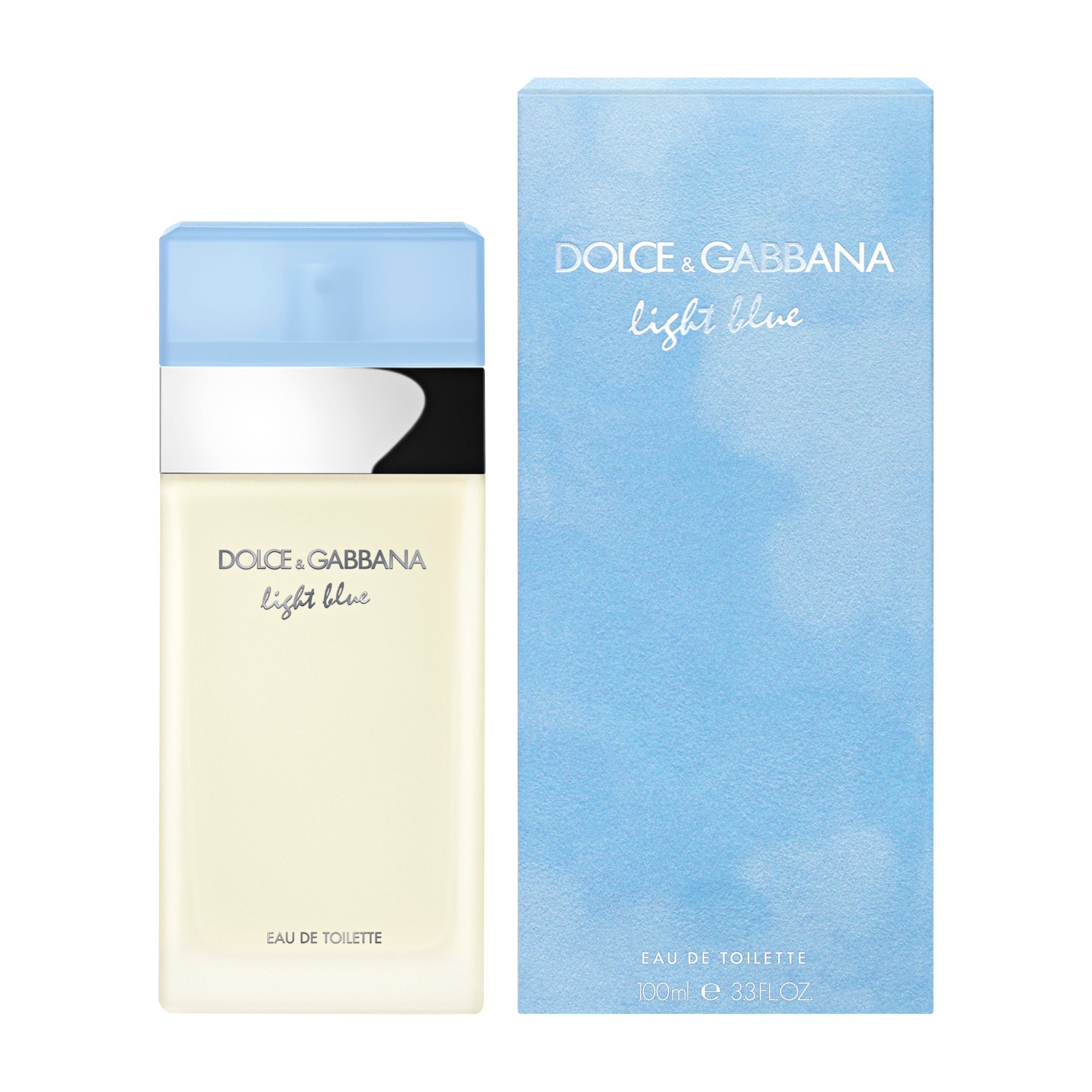 Dolce & Gabbana Light Blue perfume bottle and packaging on a white background