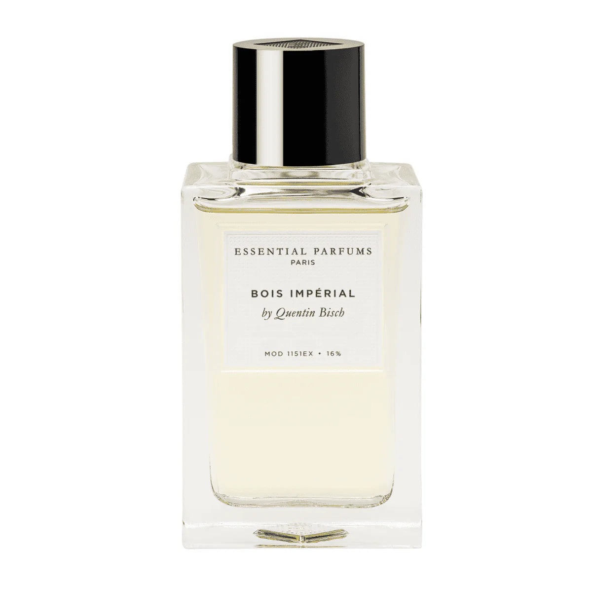 Perfume bottle labeled 'Bois Imperial' by Essential Parfums on a white background