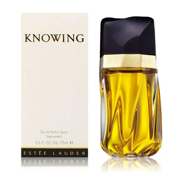 Estée Lauder Knowing perfume bottle and packaging on a white background