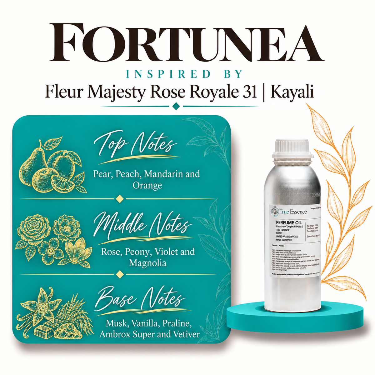FORTUNEA Inspired by Fleur Majesty Rose Royale 31 | Kayali | Medium Quality