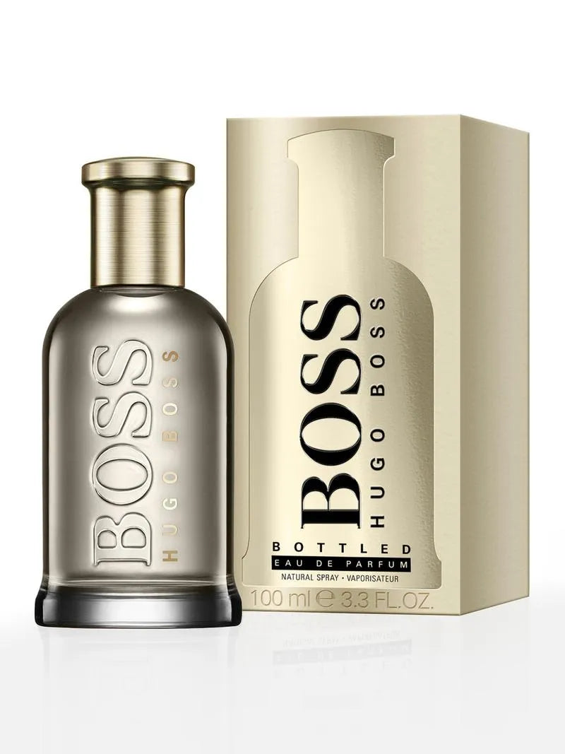 Hugo Boss bottled eau de parfum with packaging on a white background
