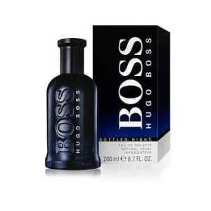 Hugo Boss bottled night perfume bottle and packaging on a white background