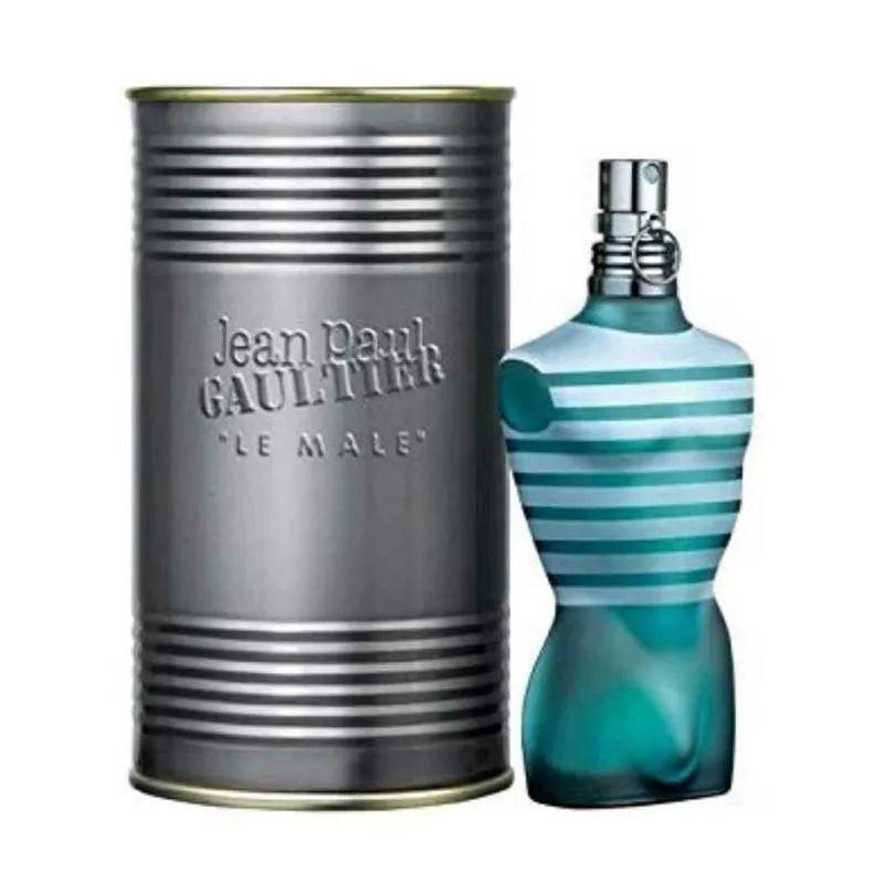 Jean Paul Gaultier 'Le Male' perfume bottle and packaging on a white background