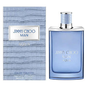 Jimmy Choo Man Aqua perfume bottle and packaging on a white background
