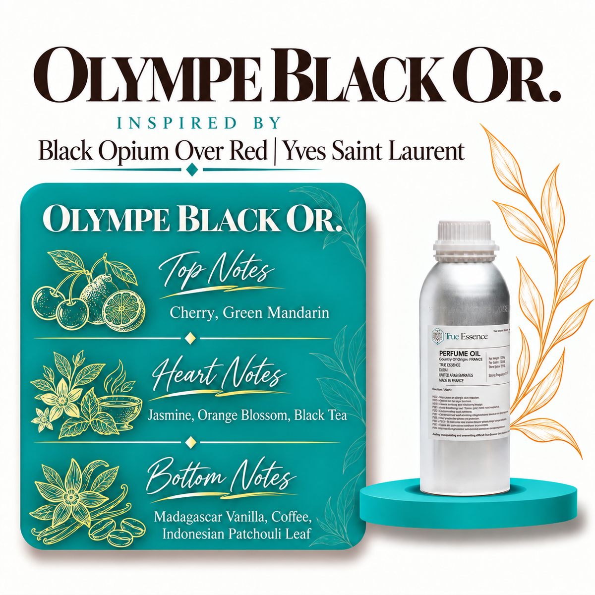OLYMPE BLACK OR.  Inspired By Black Opium Over Red  | Yves Saint Laurent | Medium Quality