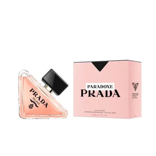 Prada Paradoxe perfume bottle and packaging on a white background
