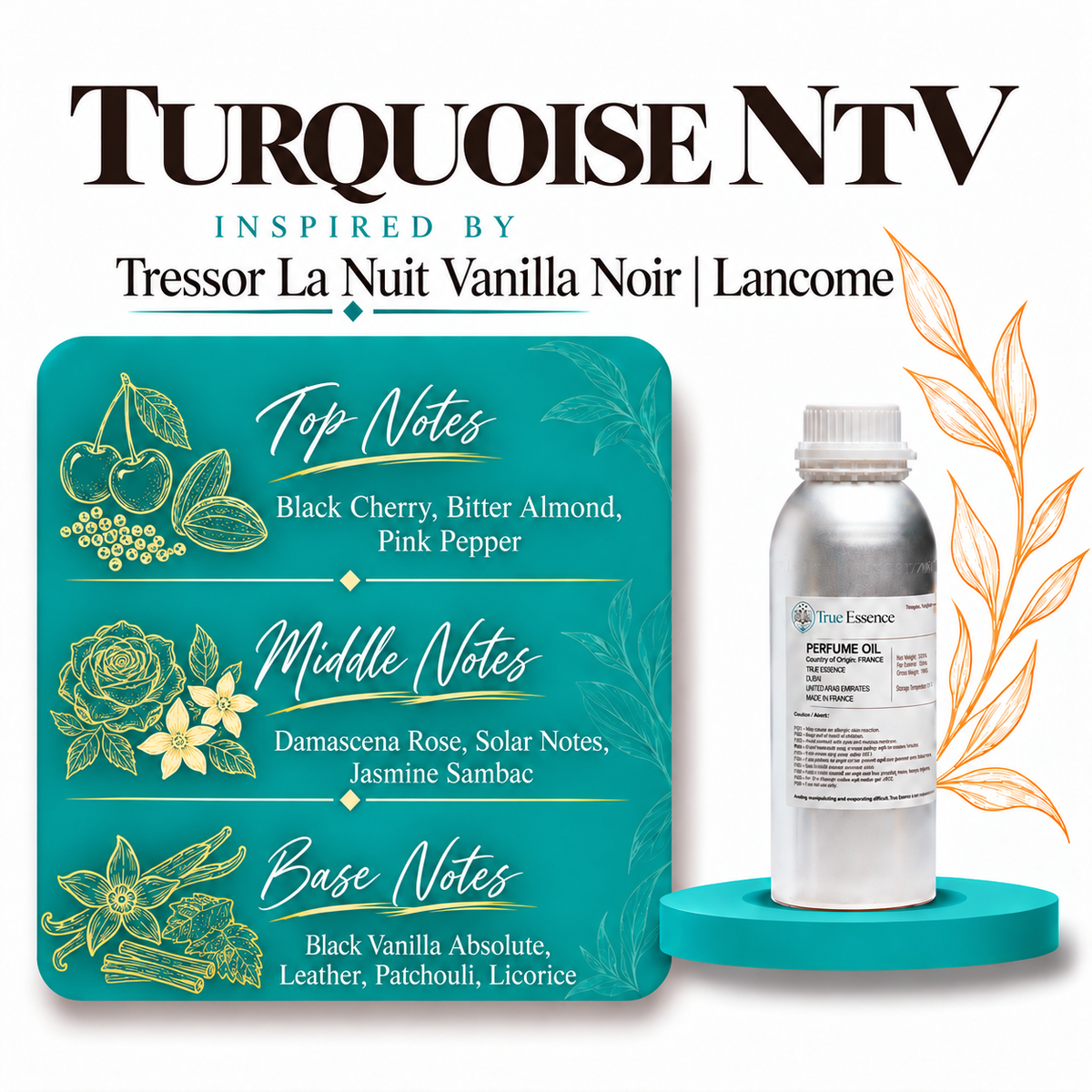TURQUOISE NTV Inspired by Trésor La Nuit Vanilla Noir | Lancome | Medium Quality