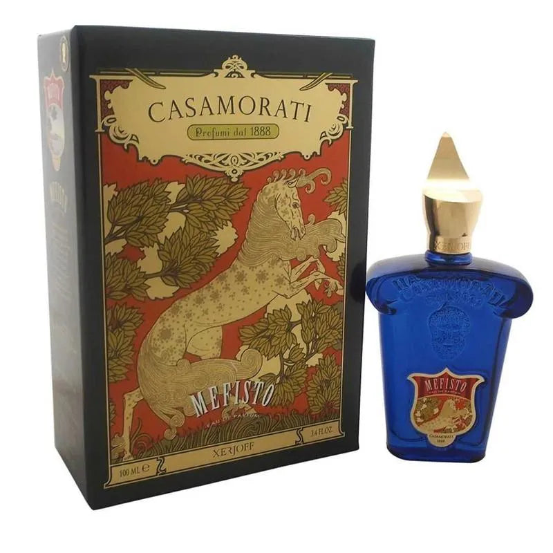Casamorati Meffisto perfume bottle and packaging on a white background