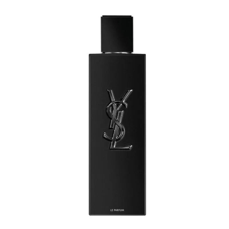 Black YSL perfume bottle on a white background