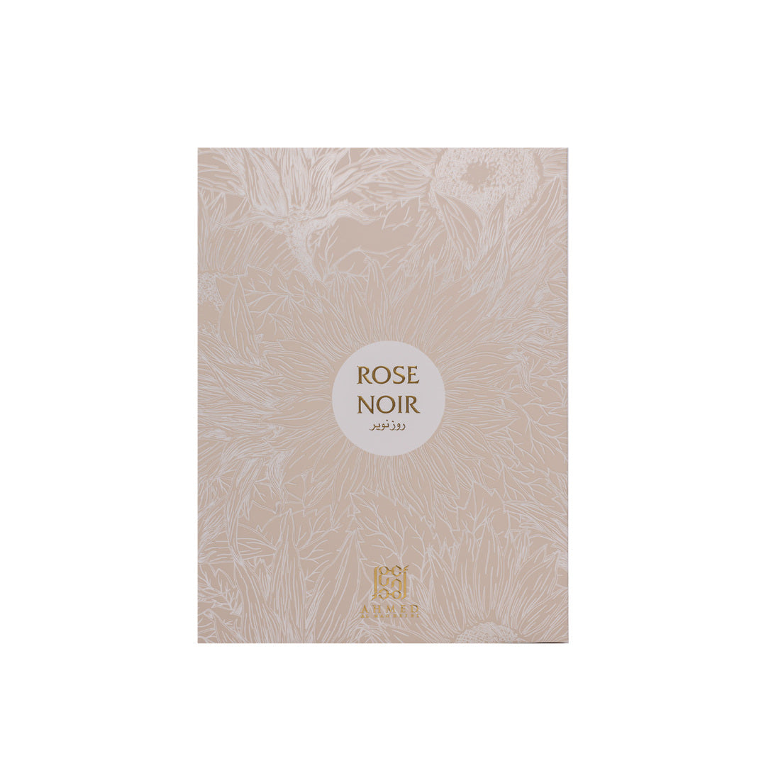 Product packaging with 'Rose Noir' branding on a beige background