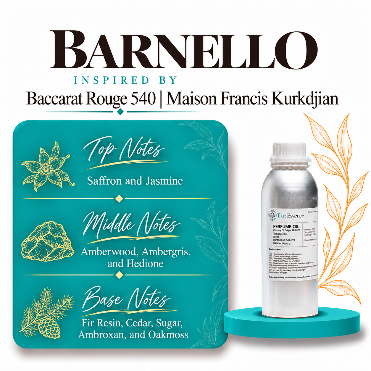 BARNELLO Inspired by Baccarat Rouge 540 | Maison Francis Kurkdijian | Medium Quality