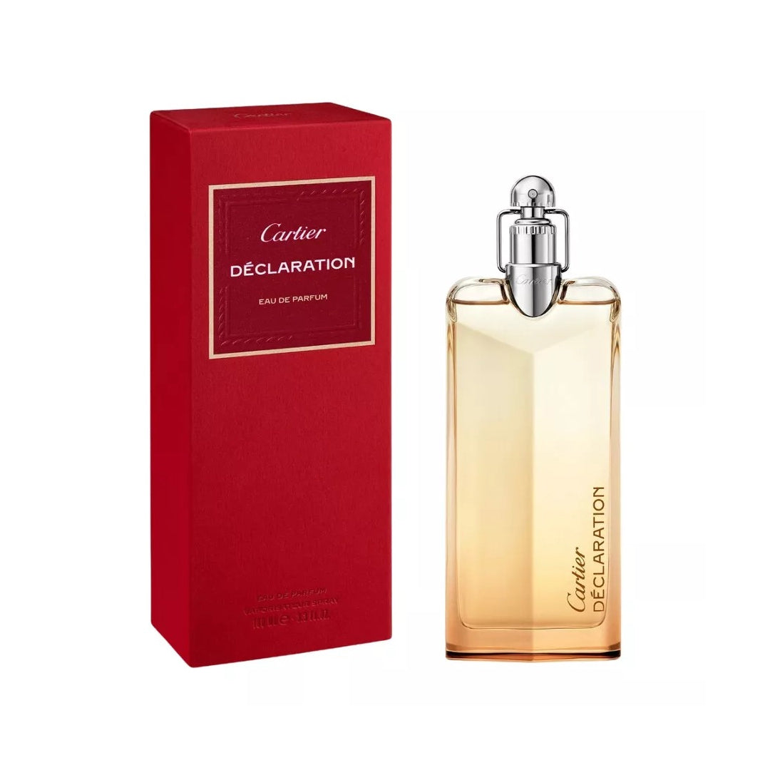 Cartier Declaration perfume bottle and red box on a white background