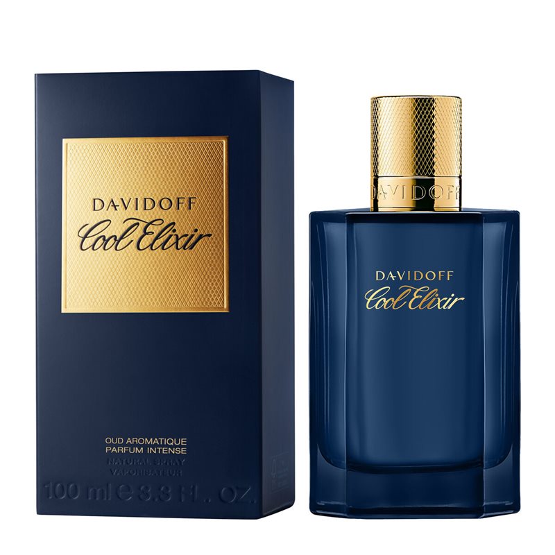 Davidoff Cool Elixir perfume bottle and packaging on a white background