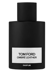 Black Tom Ford Ombre Leather parfum bottle on a white background