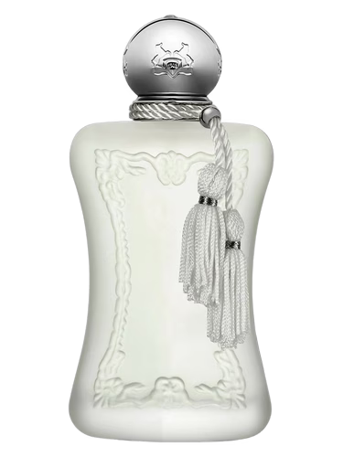 Decorative white bottle with silver cap and tassel on a black background