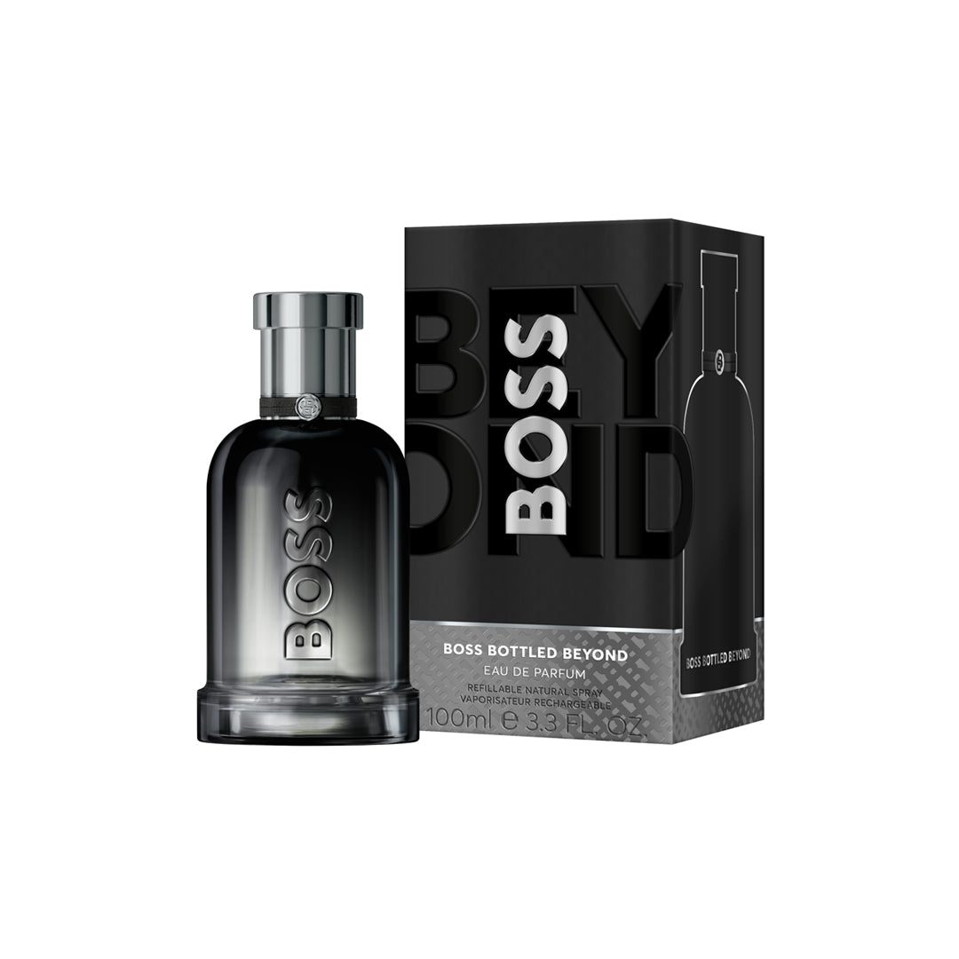 BOSS Bottled Beyond Eau de Parfum bottle and packaging on a white background