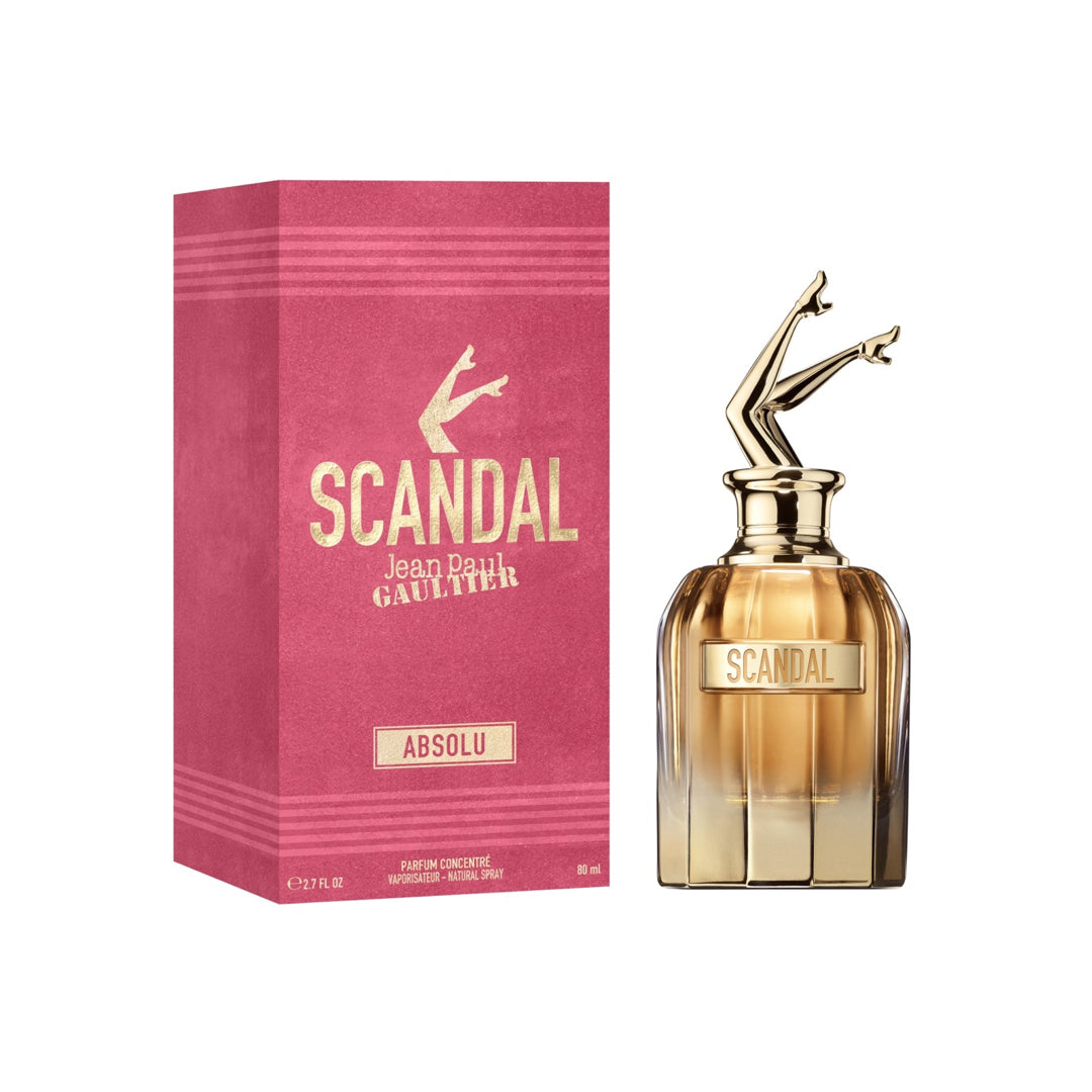 Scandal perfume bottle and packaging on a white background