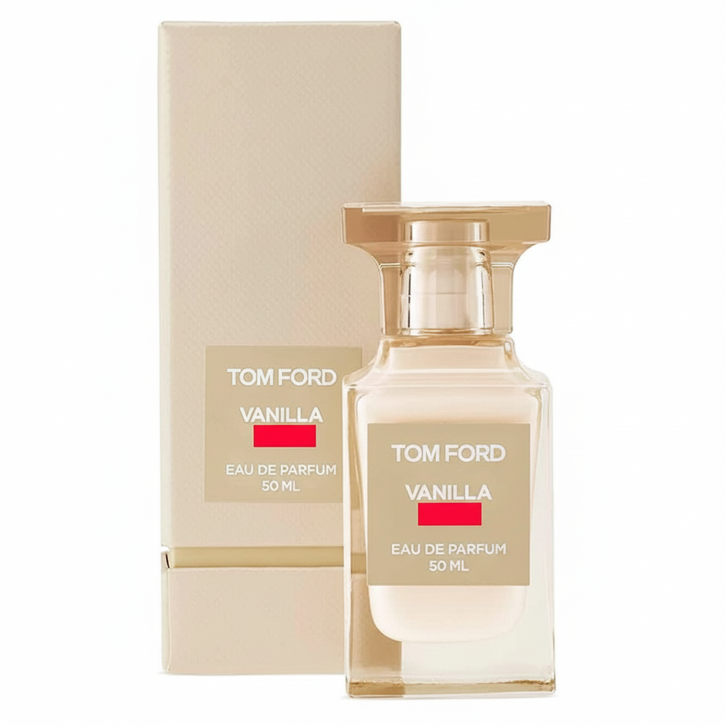 Tom Ford Vanilla Eau de Parfum bottle and packaging on a white background